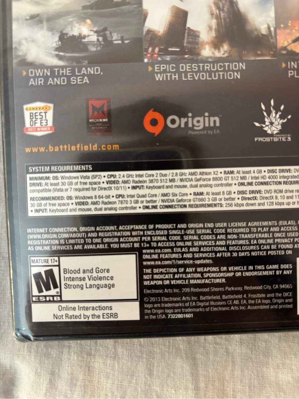 Battlefield 4 PC DVD-ROM game, factory sealed, mature17+